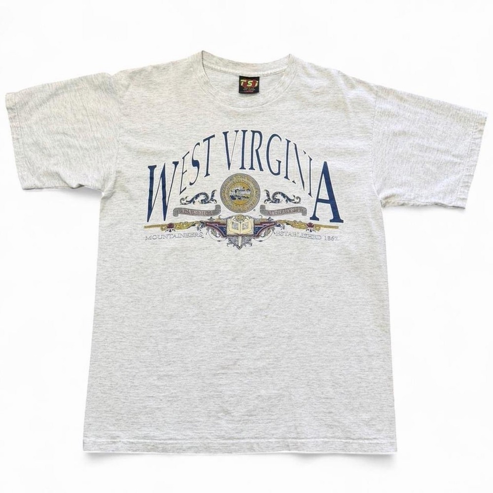 Vintage 90s West Virginia University College Graphic School Souvenir T-shirt L